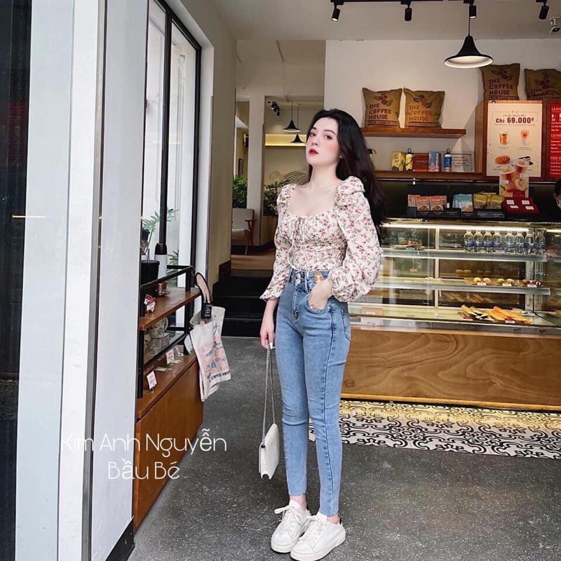 Áo hoa nhí vintage bo chun