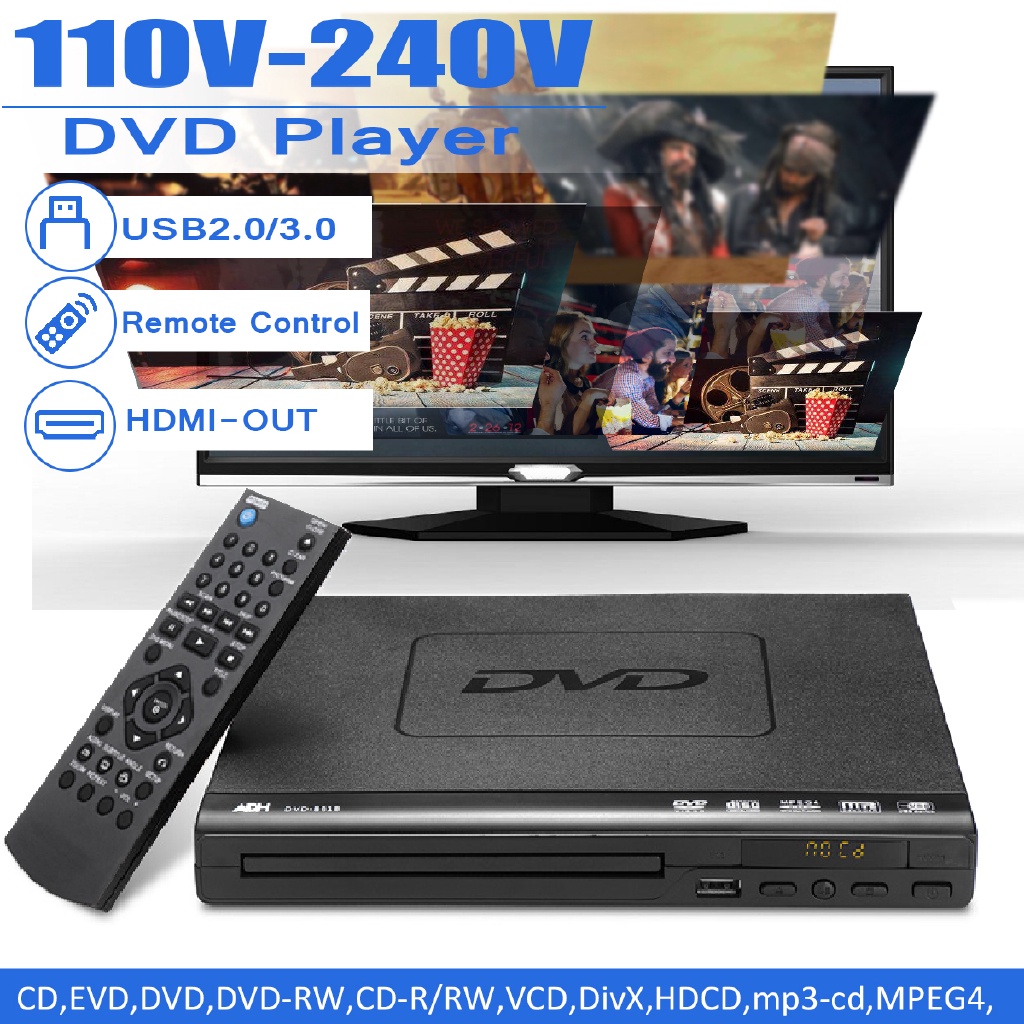 Đầu DVD Đa Phương Tiện Kỹ Thuật Số 1080P Cổng USB 2.0 3.0 Hỗ Trợ HDMI CD SVCD VCD MP3