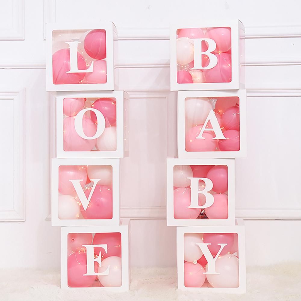 Hộp Bong Bóng Trong Suốt Hình Chữ Cái Từ A-Z 27 * 27cm Trang Trí Tiệc Balloon Box Birthday Wedding Party Decoration Backdrop Baby Shower Decor for Birth of Kids