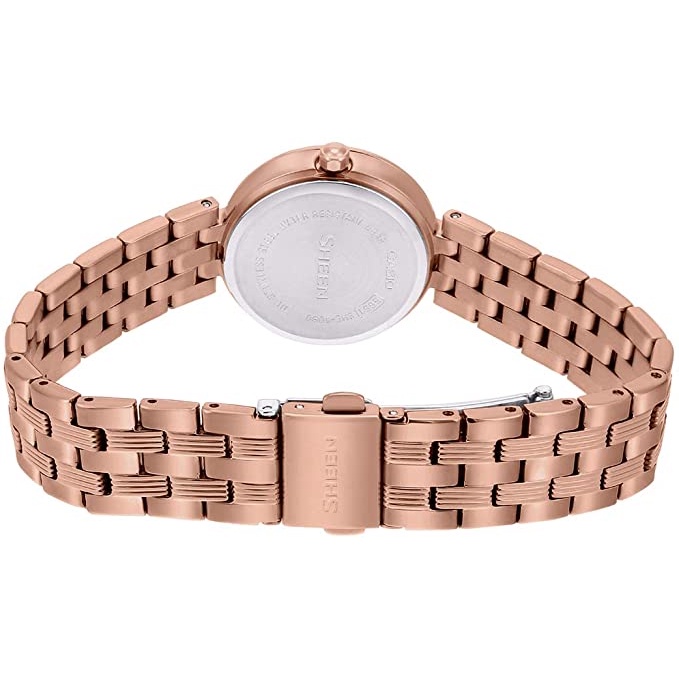 Đồng hồ nữ Casio Sheen SHE-4060PG-4A dây thép không gỉ, mặt khảm trai, đính đá Swarovski, hàng chính hãng
