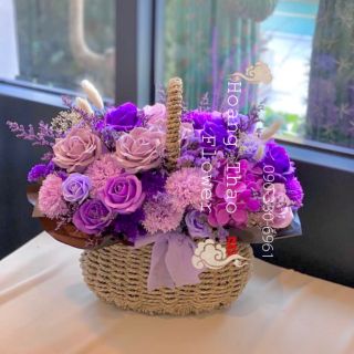 Giỏ cối mây bện gói hoa