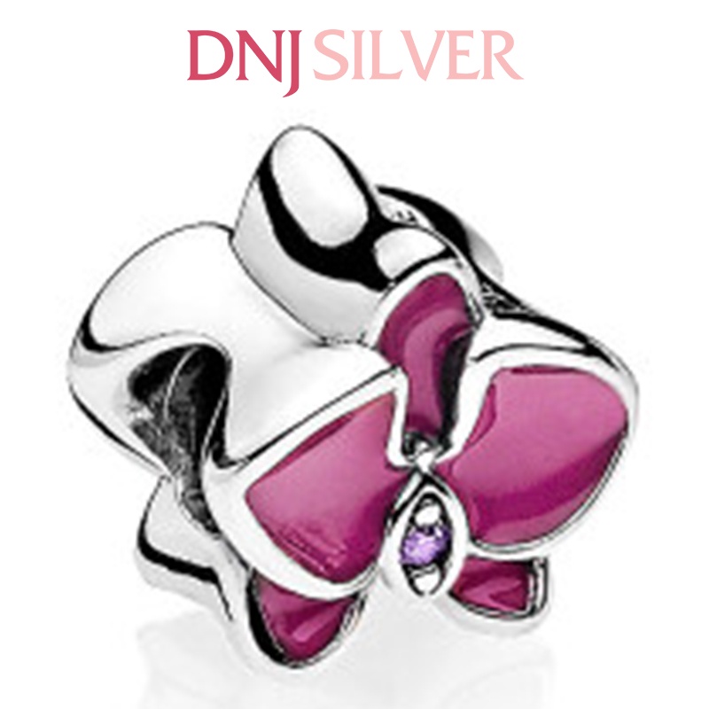 Charm bạc 925 cao cấp, hàng chuẩn bạc - Charm Orchid thích hợp để mix vòng tay charm - DN273