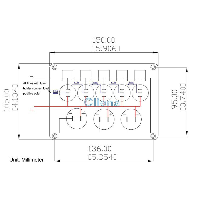 Công tắc 5 phím vặn tắt kết nối 2USB 12V dùng cho xe ô tô / xe tải / thuyền bè