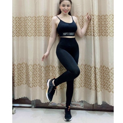 Set bộ tập gym yoga thể thao nữ, áo bra kèm mút, quần dài funny pink Bin Sport BD140
