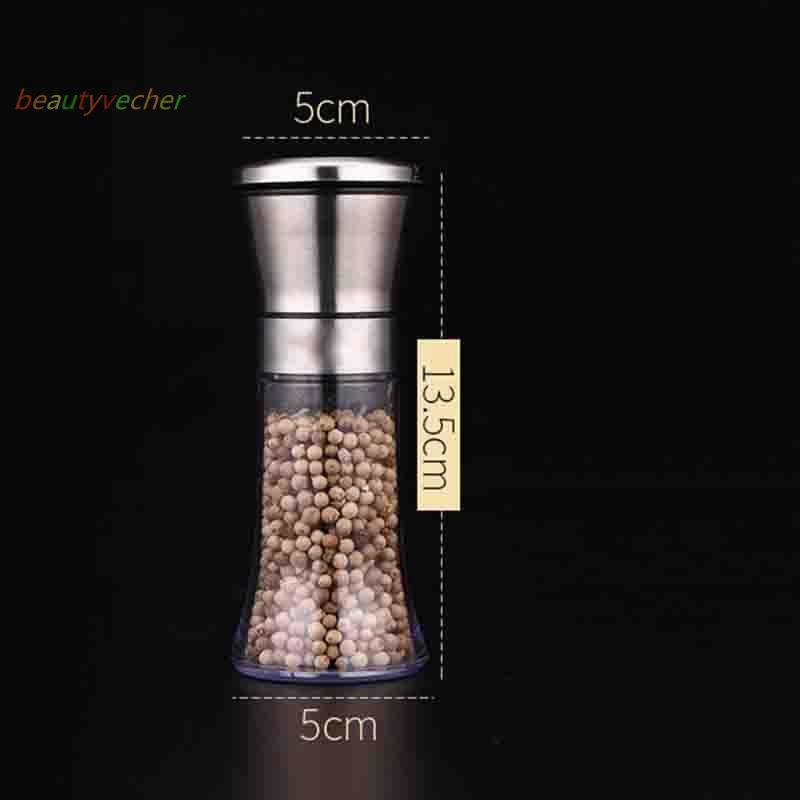 Stainless Steel Mill Salt Pepper Manual Bottle Grinder Glass Bottle New