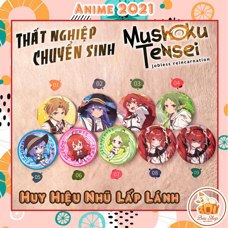 Huy hiệu nhũ lấp lánh Thất Nghiệp Chuyển Sinh - Mushoku Tensei Anime Pin Goods