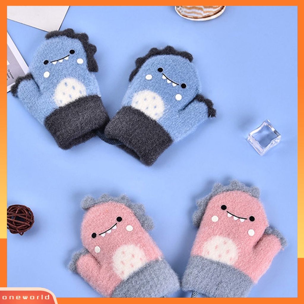 |Áo Thun In Hình ONEOR Thời Trang Năng Động| 1 Đôi Găng Tay Dệt Kim Dày Giữ Ấm In Hoạt Hình Dễ Thương Cho Bé