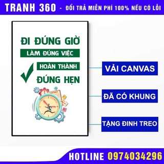 Tranh văn phòng đi đúng giờ làm đúng việc hoàn thành đúng hẹn khẩu hiệu làm việc tăng tinh thần và hiệu quả công việc