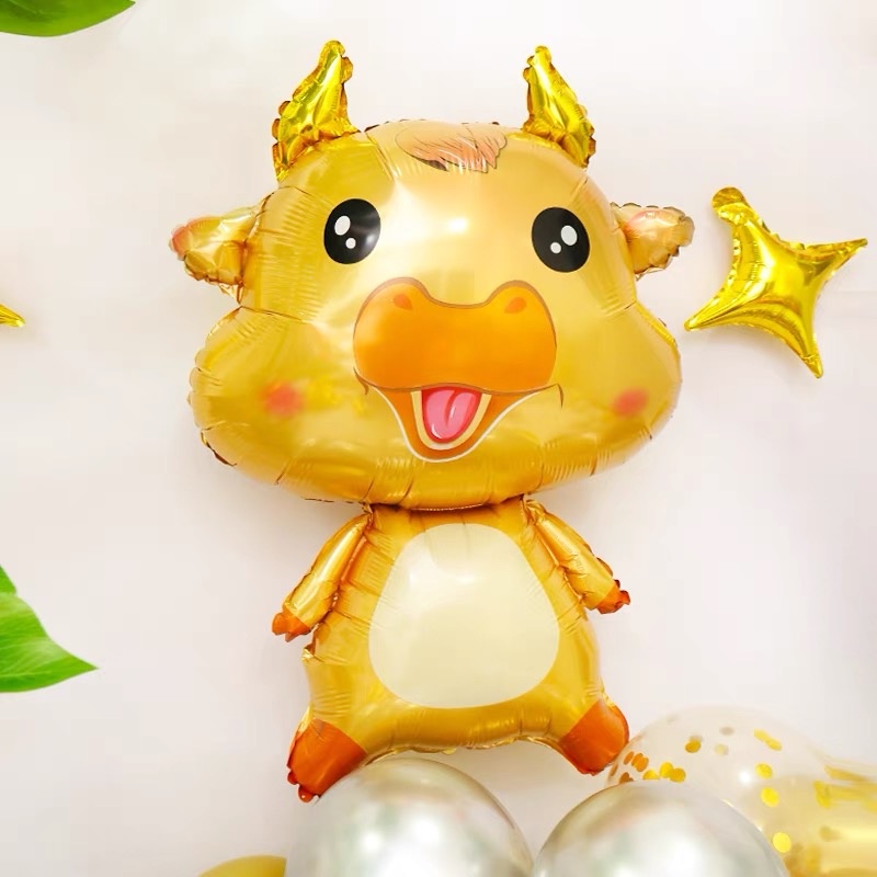 Bóng trâu vàng size đại 80cm trang trí sinh nhật thôi nôi tuổi con trâu trang trí sinh nhật bé trai bé gái