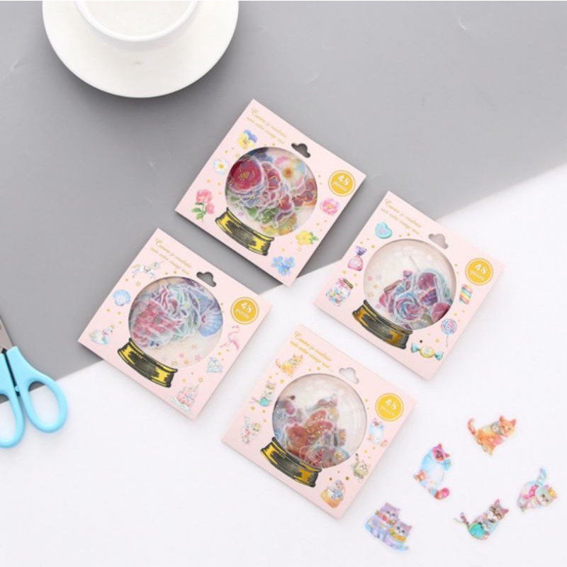 Sticker giấy washi dầu dán trang trí sổ, Kích thước: 154mm * 100mm