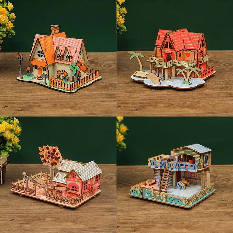 DIY Đồ Chơi Lắp Ráp Mô Hình Nhà Gỗ 3D Siêu Dễ Thương Dành Cho Mọi Lứa Tuổi