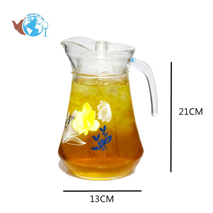 BÌNH THỦY TINH RÓT NƯỚC CÓ HOA VĂN IN 1.6 LÍT