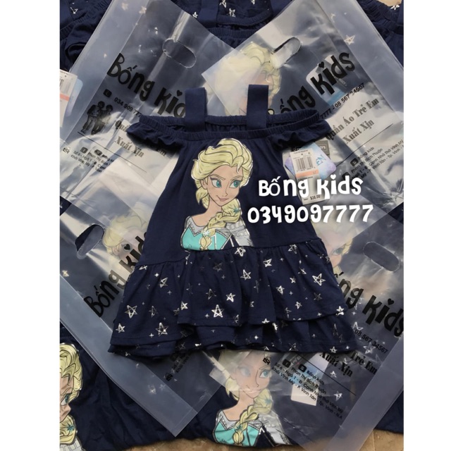Váy Hở Vai Bé Gái Elsa Navy