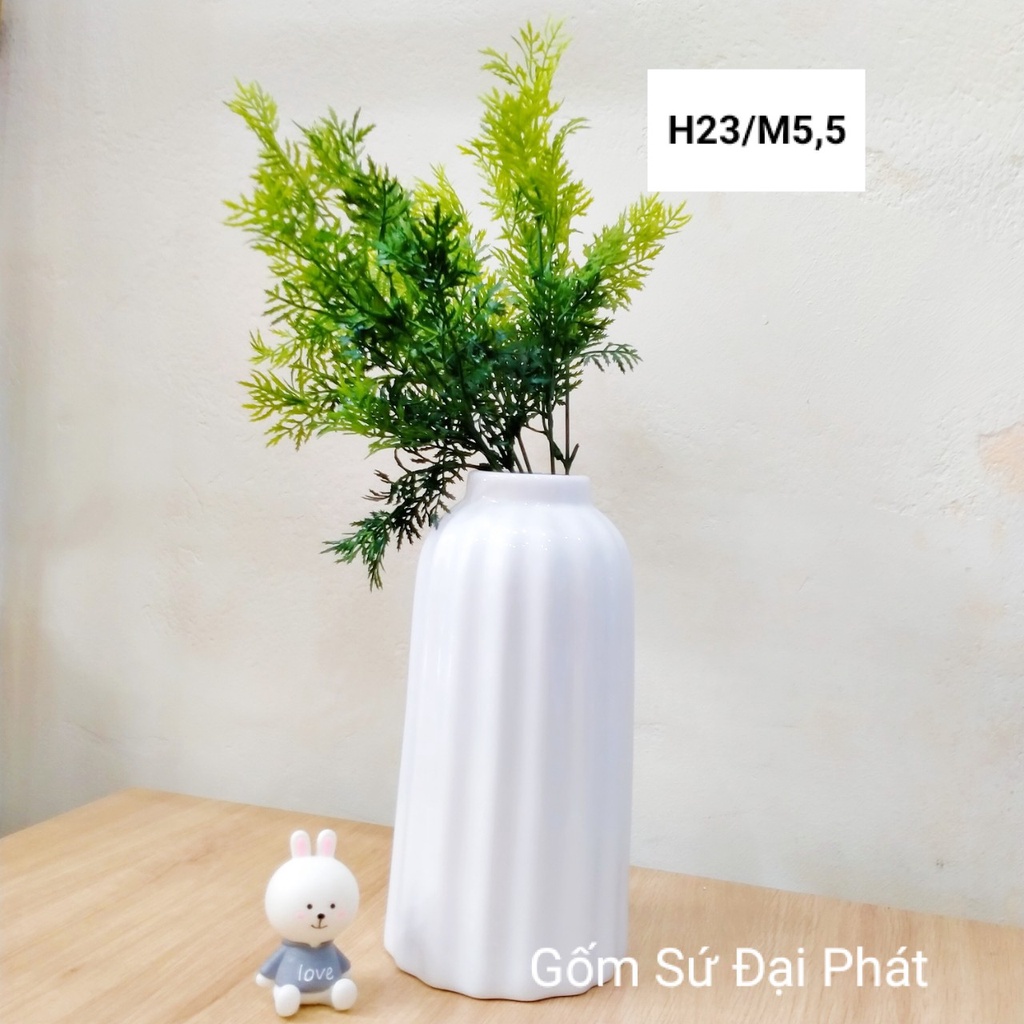 [Mua 1 tặng 1] Lọ Hoa Men Trắng, Bình Hoa Gốm Sứ Bát Tràng Cao Cấp, Decor Trang Trí Cam Kết Trắng Tinh Bóng Đẹp