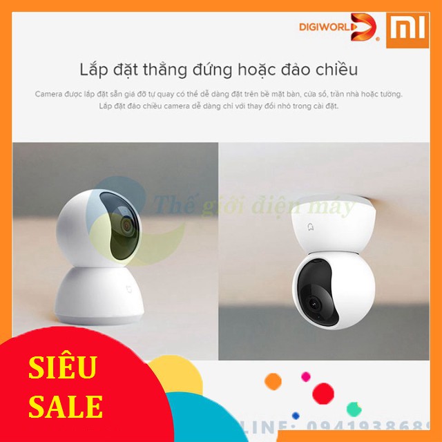 [SiêuRẻ] [Bản quốc tế] Camera giám sát Xiaomi xoay 360 độ IP fullHD 1080P Xiaomi Mi home security 360 độ - Digiworld phâ