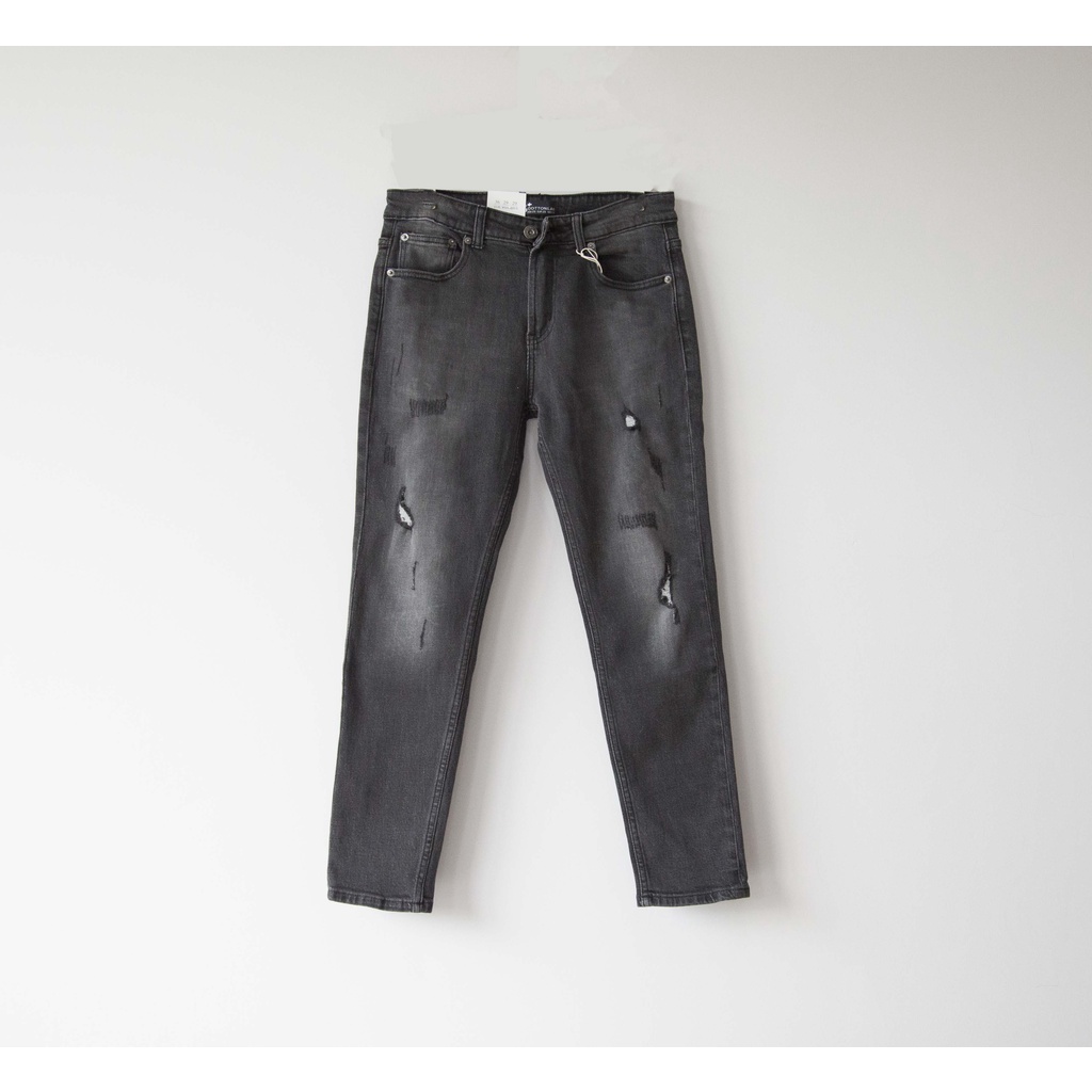 Quần jean nam xám  đen rách nhẹ cao cấp thương hiệu LAB - lab602
