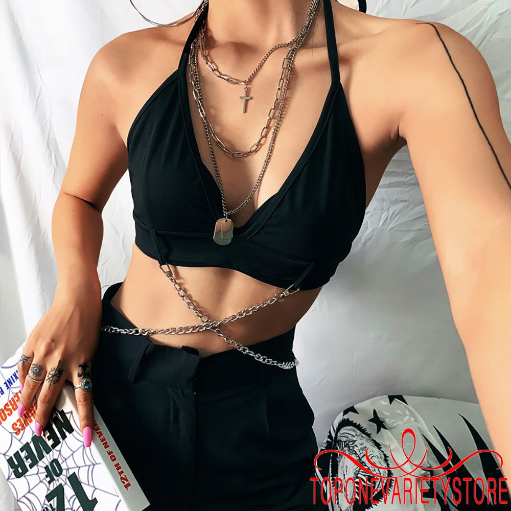 Áo yếm thiết kế hở lưng phối dây xích thời trang quyến rũ cho nữ | BigBuy360 - bigbuy360.vn