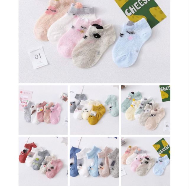 Set 5 đôi tất lưới hè kidsock cho bé
