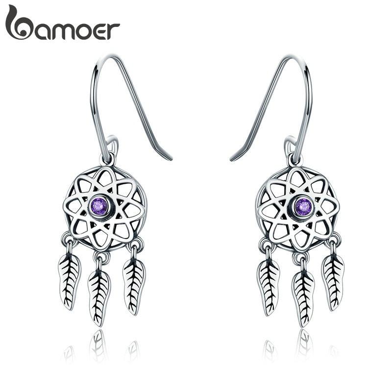 Khuyên Tai Bạc 925 Bamoer Phối Mặt Hình Dreamcatcher Xinh Xắn Cho Nữ