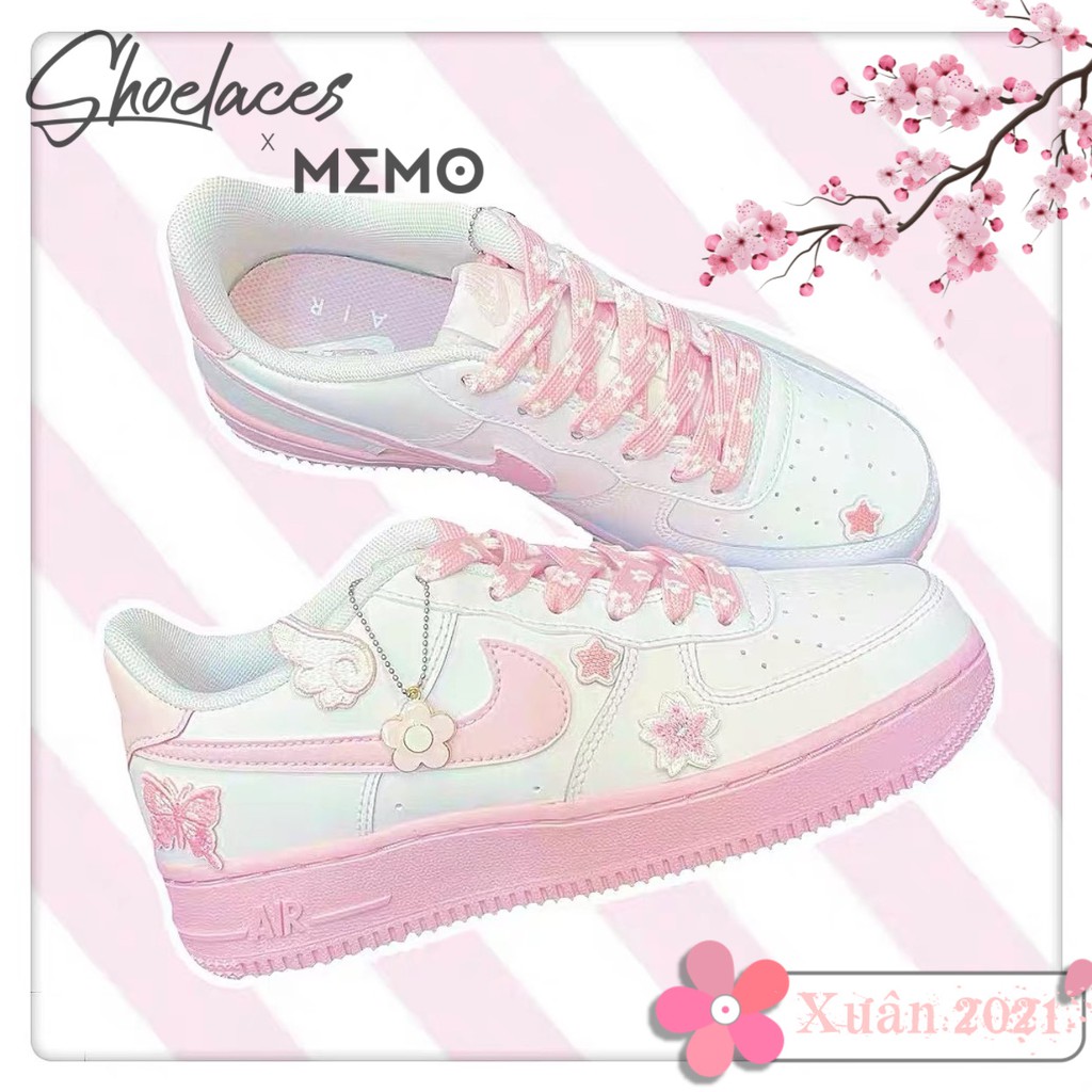 Combo Dây Giày Custom Nike AF1 Hoa Anh Đào Sakura Spring-Dây Giày Hồng Xuân 2022