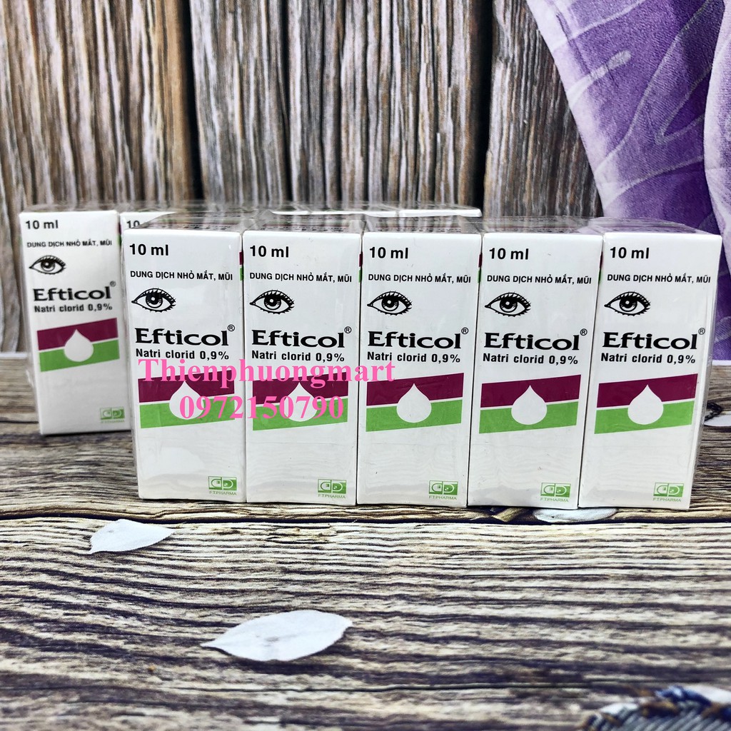 Nước muối sinh lý Efticol atri clorid 0,9% vệ sinh mắt mũi 10ml/ chai ( lốc 10 chai )