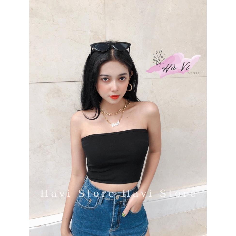 Áo quây ngực không đệm thun trơn croptop nữ dáng ôm màu trơn không dây