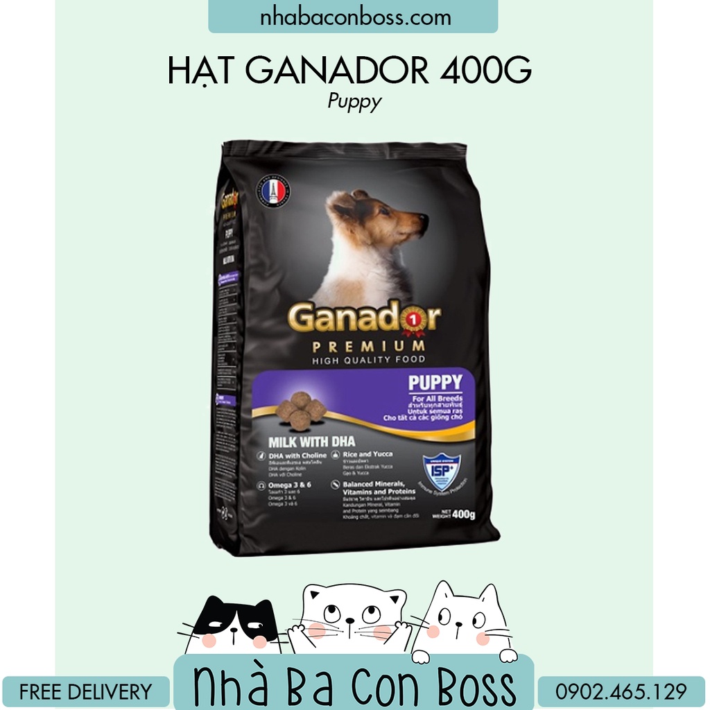 Hạt khô cho chó con GANADOR Puppy Milk &amp; DHA 400gr