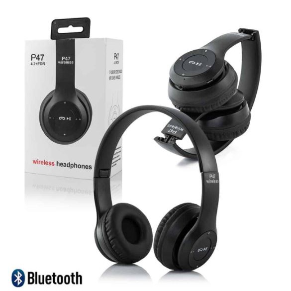 Tai Nghe Headphone Bluetooth chụp tai không dây P47, Âm Thanh Cực Đỉnh, Học Online-Gaming ( Có Khe Cắm Thẻ Nhớ)/Munshop