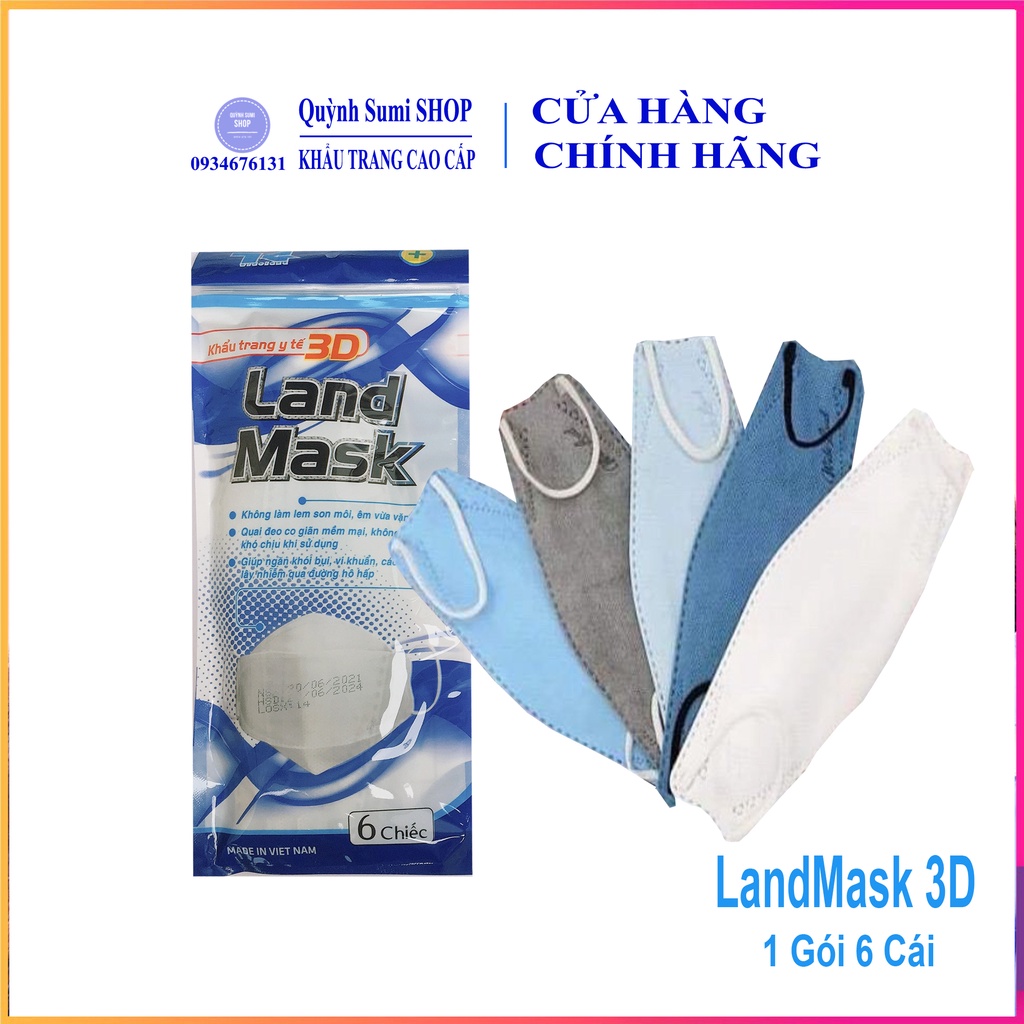 Khẩu Trang 3D Kháng Khuẩn LandMask Medical face mask form kf94 LandMask Set 1 Bịch 6 Cái