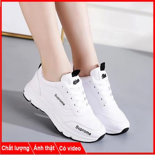 Giày bata nữ trắng SUPROME đế độn giúp tăng chiều cao hàng chuẩn đẹp