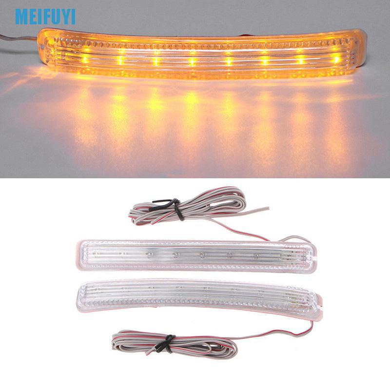 Bộ 2 Đèn Led 9 Smd12V 439v Mềm Gắn Gương Chiếu Hậu Màu Hổ Phách Chuyên Dụng Cho Xe Hơi