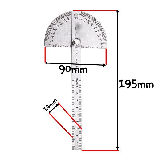 Thước Thép Kết Hợp Đo Độ Và Thước Thẳng Dài 10cm Dùng Xoay 180 Độ Đo Góc