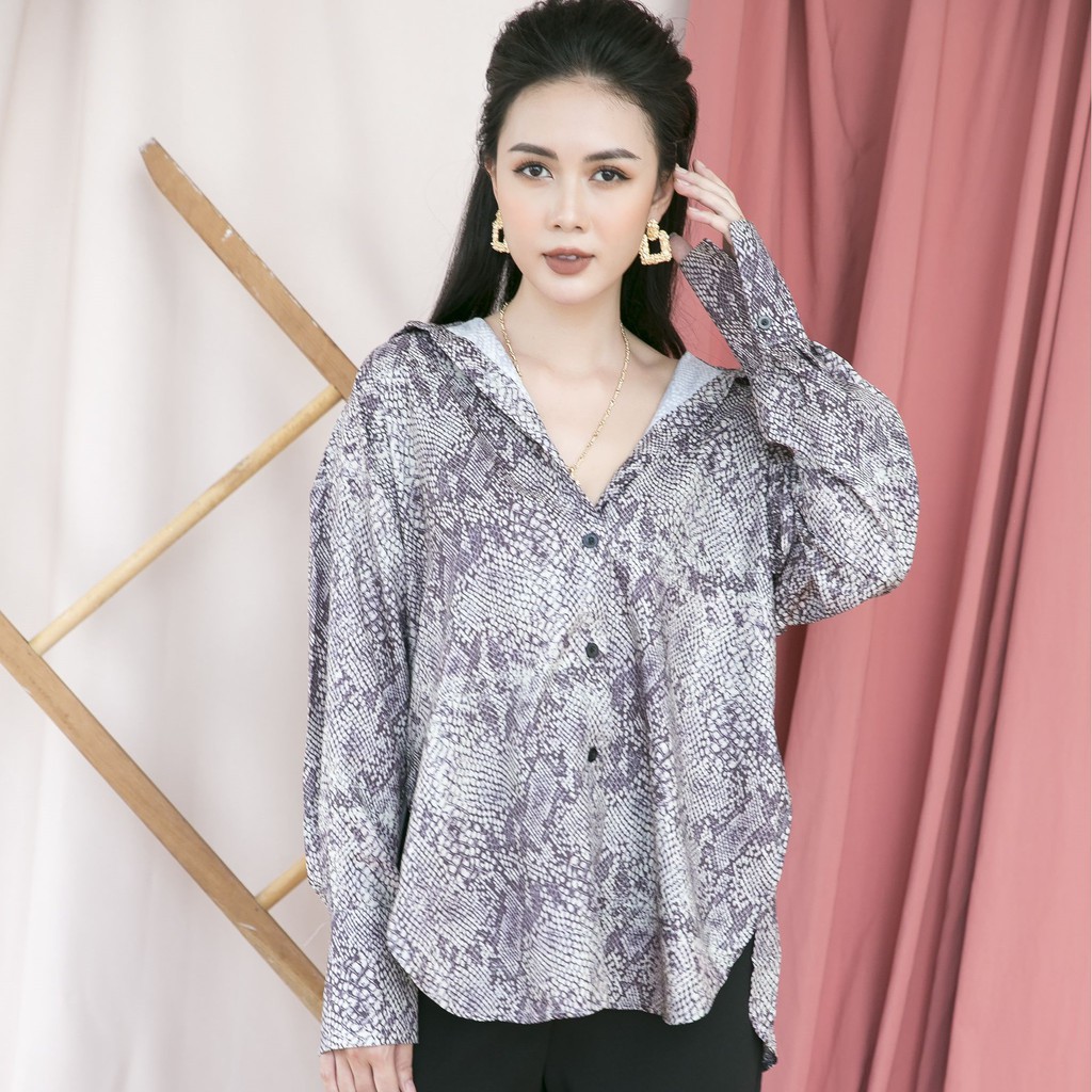 Áo sơ mi họa tiết da rắn IFU 05-3096