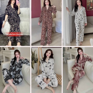 Bộ Pyjama Tay Dài Chất Lụa Mango Hoạ Tiết Xinh Xắn QMDD M11-M16 Awi Sleepwear