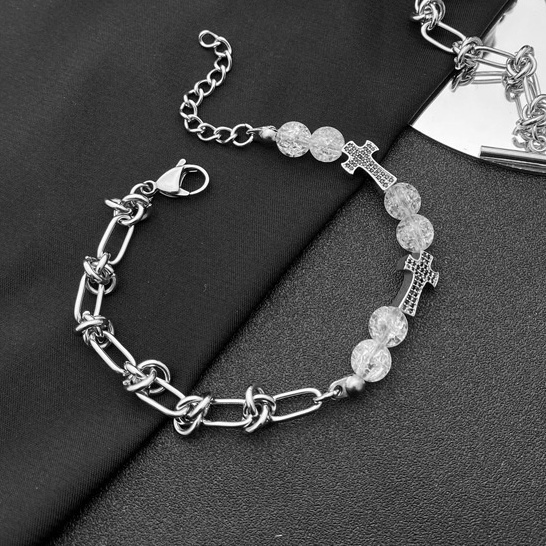 Vòng tay thắt nút đôi lắc tay thép titan không gỉ không đen dành cho các cặp đôi