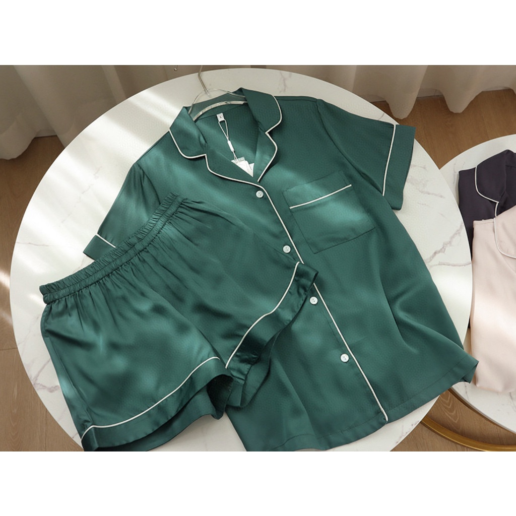 Bộ Pijama cộc đùi nữ Chất Liệu Lụa Cao Cấp