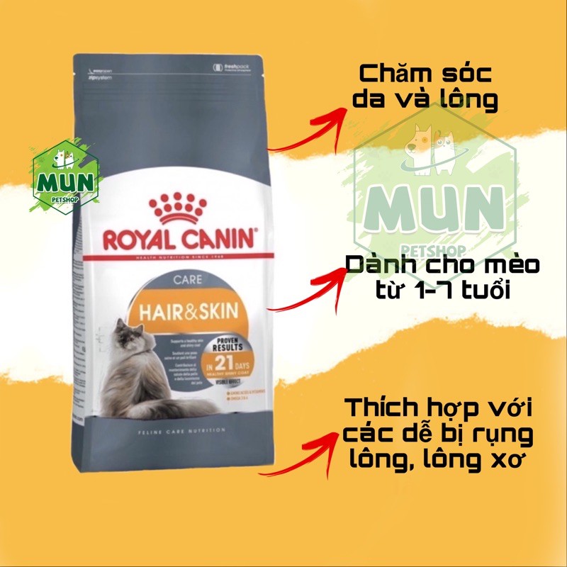 Thức ăn cho mèo Royal Canin Hair and Skin túi 400gr