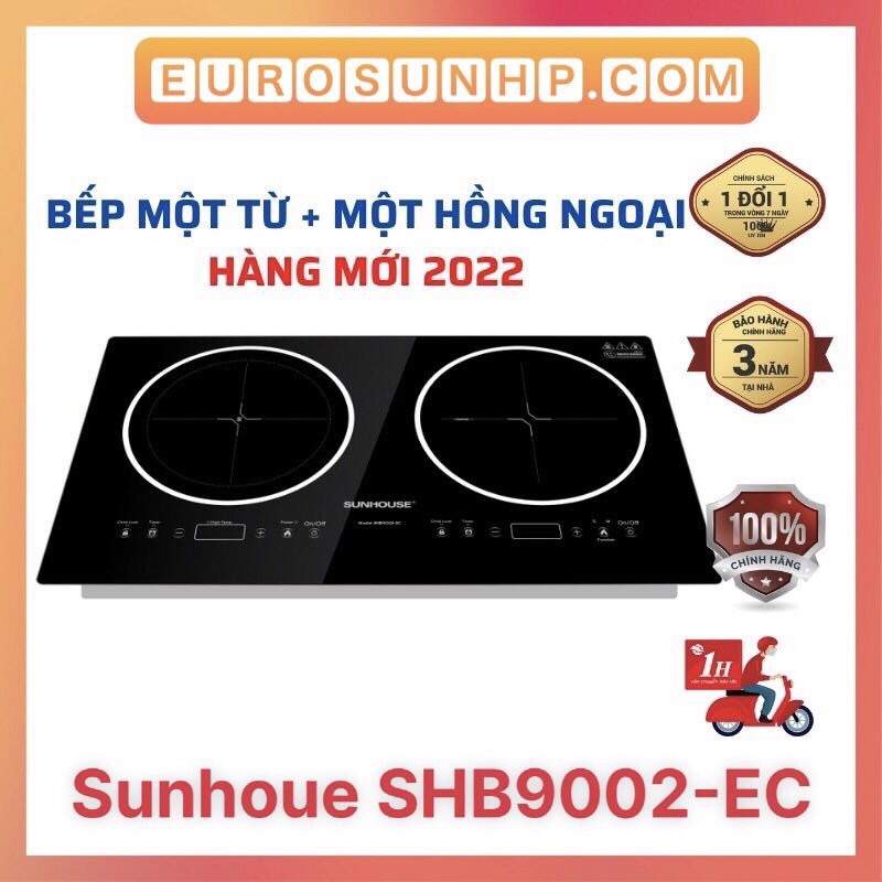 Bếp điện từ đôi Hồng ngoại Sunhouse SHB9002-EC