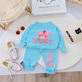 Bộ dài tay cho bé gái mùa thu hình gấu HAPPY 8-18 kg