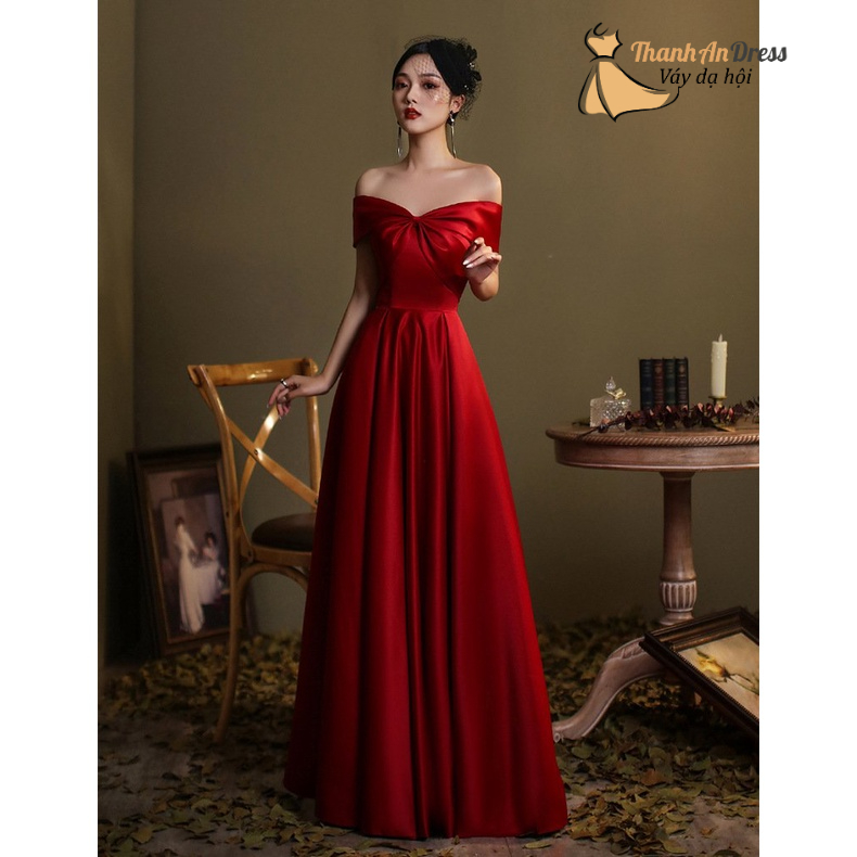Váy đầm thời trang dạ hội dáng xòe thiết kế trễ vai