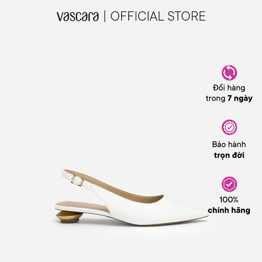 Vascara Giày Slingback Bít Mũi Nhọn Gót Hình Học Tráng Gương - BMN 0543