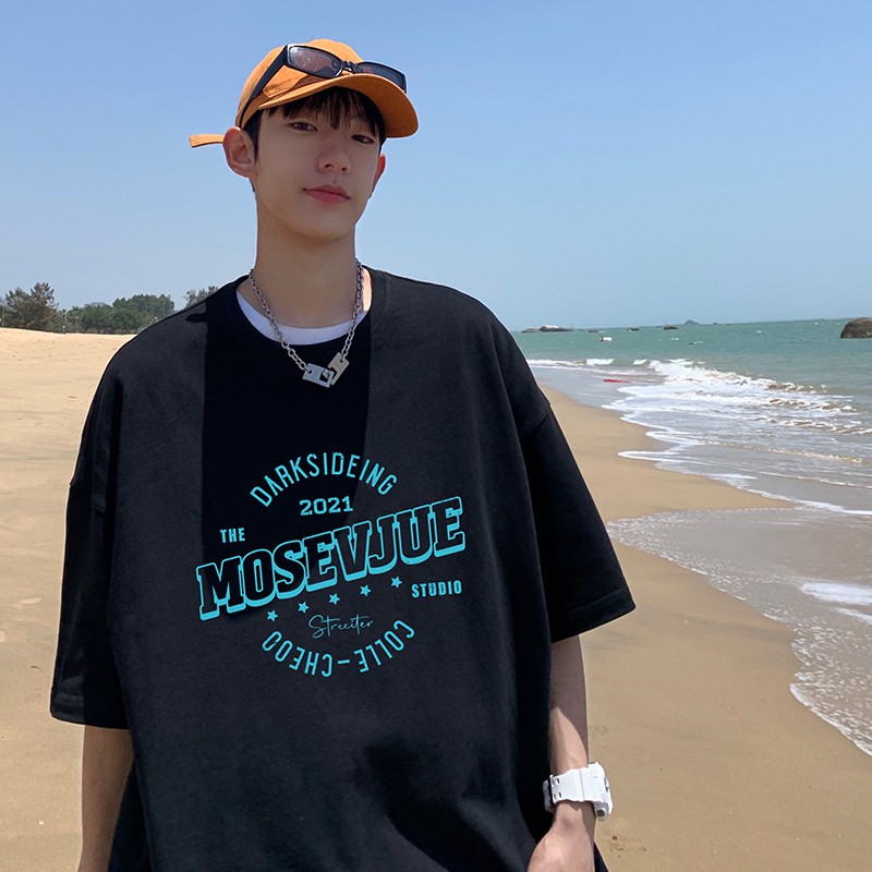 Áo cotton nam nữ unisex thun tay lỡ ulzzang phông đen cotton oversize form MOSEVJUE rộng in hình cool ngầu SamMy96 Shop