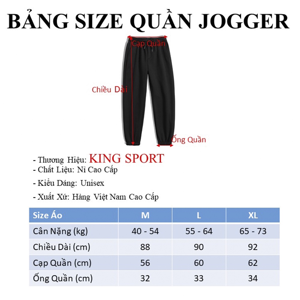 Quần jogger nam nữ ống rộng unisex bo gấu cao cấp KING SPORT Quần nỉ nam ống rộng dáng thể thao nam nữ basic