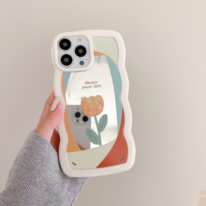 Ốp lưng iphone Ốp Điện Thoại Họa Tiết Ren Tráng Gương Phong Cách Nhật Hàn Cho iphone14Promax 12 11Pro / 6 / 7 / 8 / PLUS Dinuo case