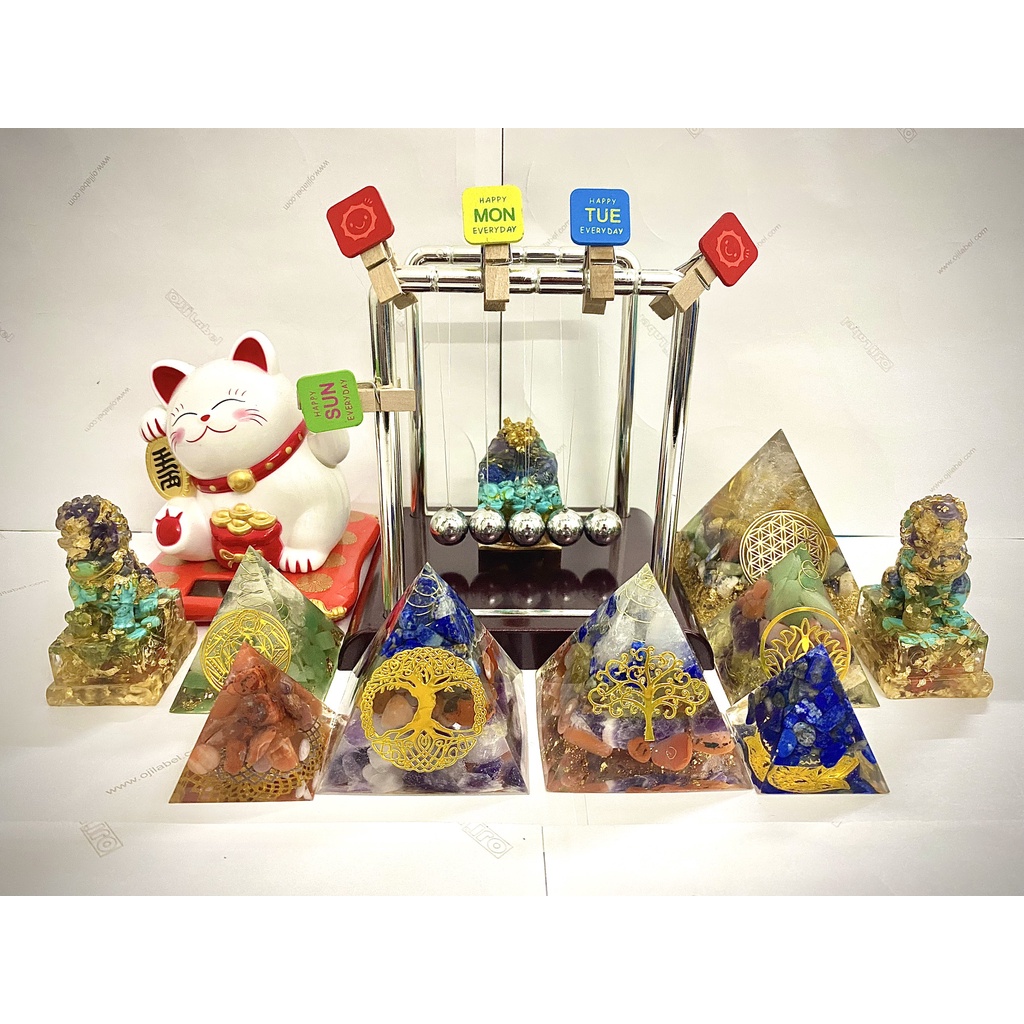 Tháp Năng Lượng Đá Thanh Tẩy Chakela-Kim Tự Tháp Chakra 7 Đá Năng Lượng 10x10 CM