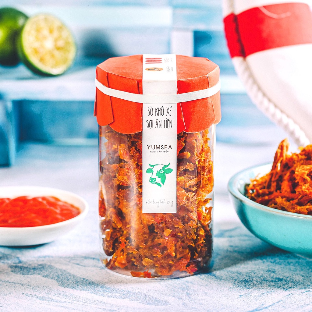 Bò khô xé sợi ăn liền Yumsea, 150g, hũ, mẫu tobita