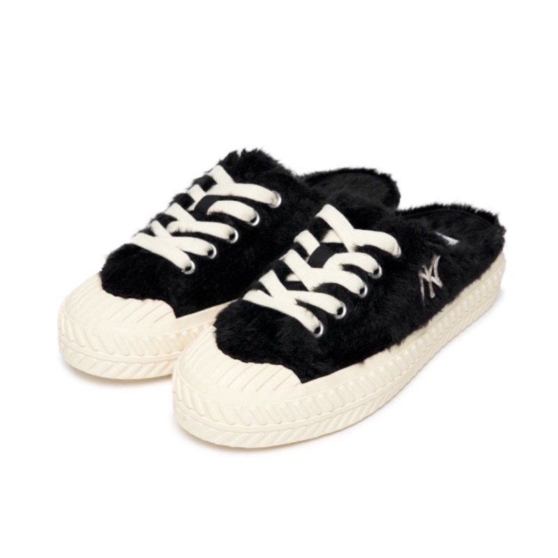 PASS Giày Mule MLB lông đen size 260