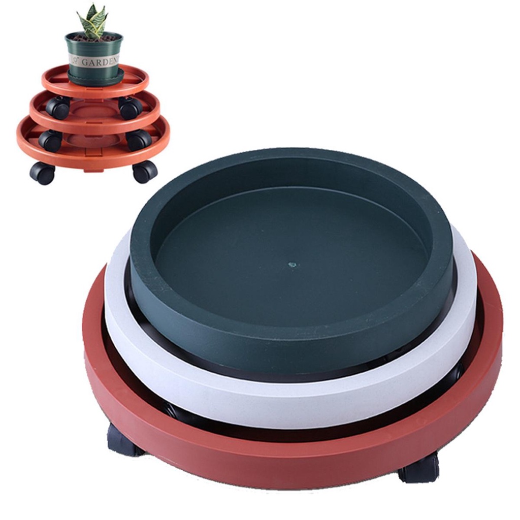 Khay Để Chậu Hoa Hình Tròn Có Bánh Xe Lăn Tháo Rời Được Chịu Được Sức Nặng