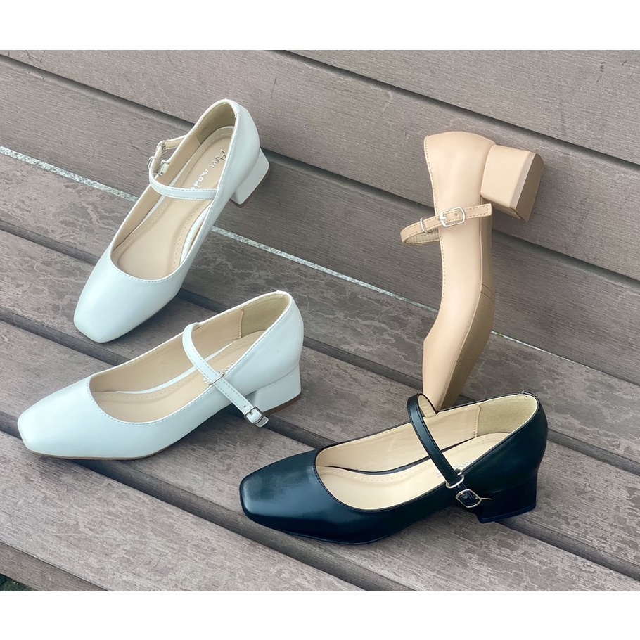 Giày mary jane cao gót mũi vuông đế vuông cao 3p thời trang Annmodes_A1004QNDXM