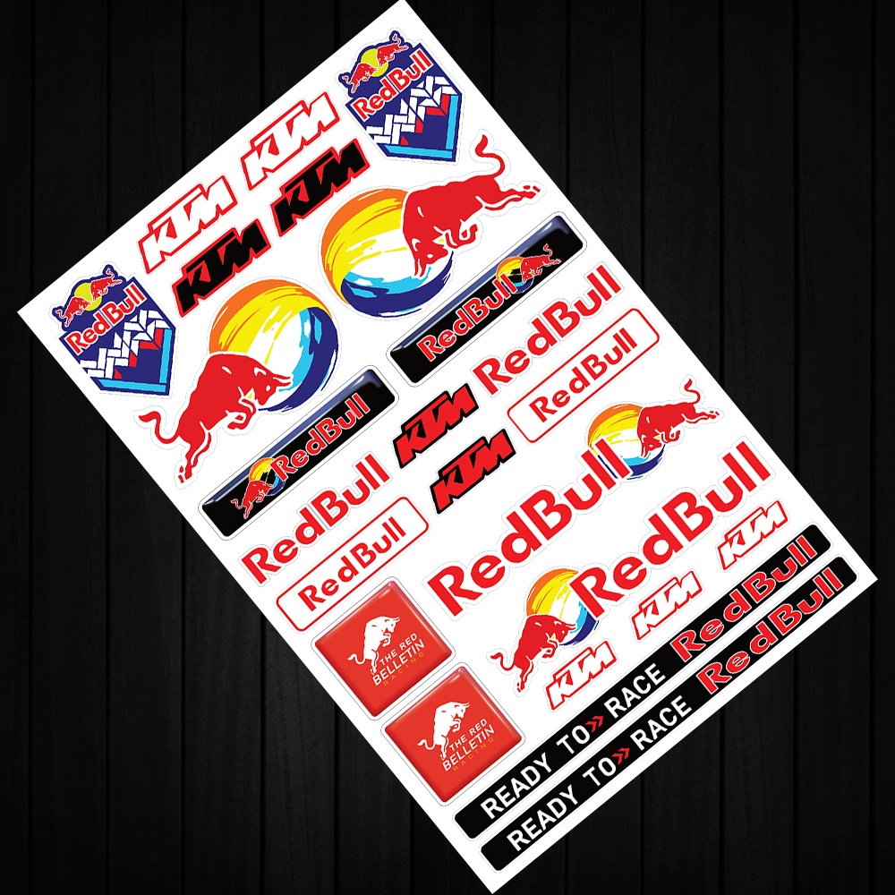 1 CÁI RedBull&amp;KTM A4 Kích Cỡ Nhãn Dán Moto GP Nhãn Dán Xe Máy Sửa đổi Mũ Sắt Của Lính Trang Trí